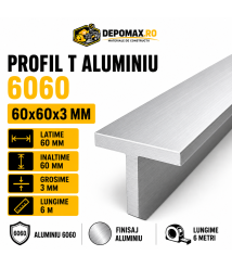 Profil T aluminiu 60 x 60 x 3 mm, 6 metri